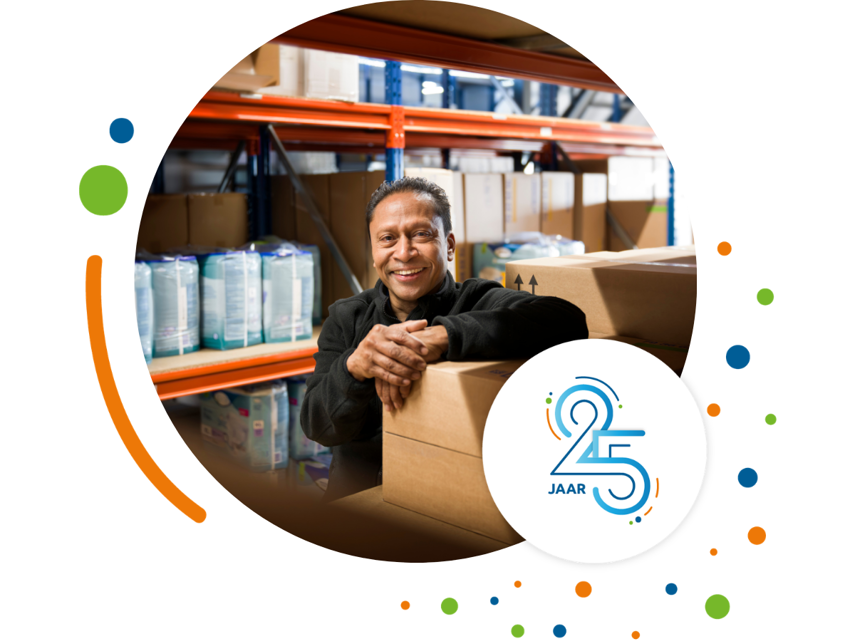 Afbeelding Simon Jahgroe in het magazijn