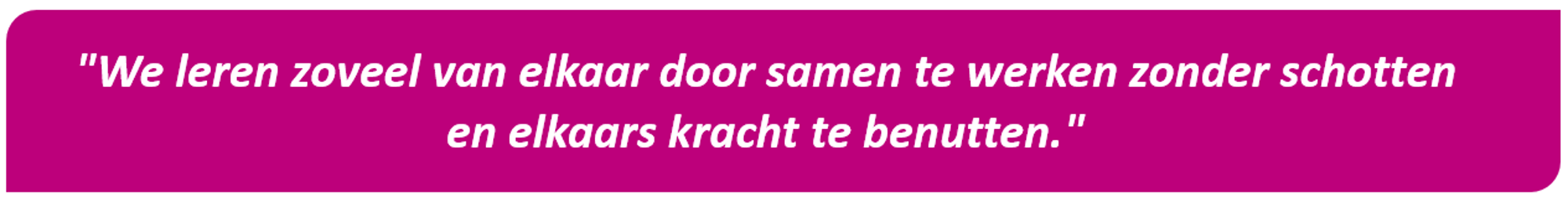 Quote Digitale Brievenbus: We leren zoveel van elkaar door samen te werken zonder schotten en elkaar kracht te benutten